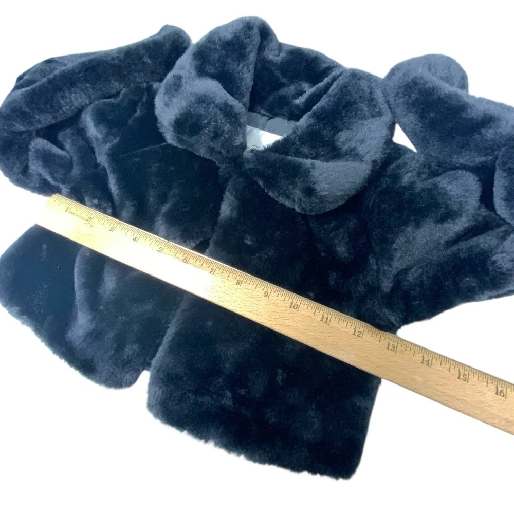 Rare Editions Collared Faux Fur Jacket Toddler Girls Size‎ 5 Black Long Sleeve